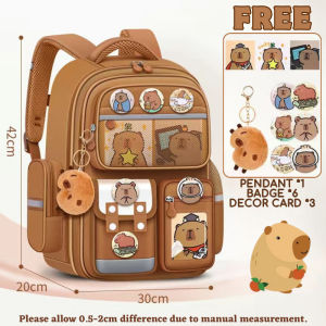 Capybara Cute Kids Backpack Kapibala Beg Large Capacity Waterproof School Bag with Spine Support for Students