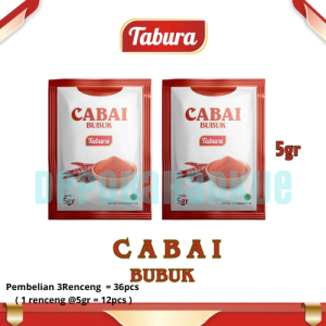 Cabai Bubuk Tabura 5gr - Bumbu Pedas Praktis & Alami! ( Pembelian 3Renceng = 36pcs ) 1Renceng 12pcs
