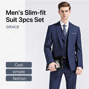 Spring and autumn decoration body British temperament solid color suit suit three-piece dress suit