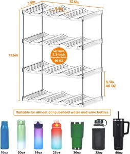 2/4 Tier Water Bottle Organizer Stackable Water Bottle Organizer for Cabinet Bottle and Other Tumbler Organizer Clear Stackable Water Bottle Holder and Wine Rack