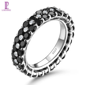 5.5 Carats ปรกติแหวนเงินแท้925สีดำธรรมชาติแหวนเงินอัญมณีสีดำแหวนเงินสำหรับเครื่องประดับสตรีของขวัญแหวนแต่งงาน