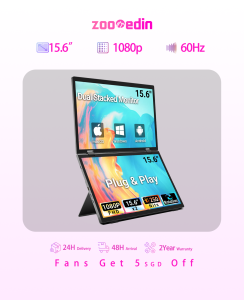 【Local Warehouse】ZOOMEDIN 15.6 1080P Dual Screen Touch/Classic Screen Portable Monitor for Laptop107% sRGB ΔE<2 USB-C HDMI External monitorDual Speakers Extender Display LaptopPC Phone Xbox PS4/5 Switch【Delivered Whinin 72 Hours】