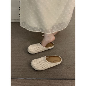 Free Shipping Unique Mesh Hollowed-Out Breathable Open-Toe Half-Slipper Sandals For Women 2026 Summer New Style Suitable For Outdoor Wear Roman-Style Half-Coverage Sandals