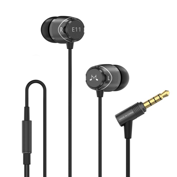 SoundMAGIC E11 Wired Earbuds  No Microphone HiFi Stereo Earphones Noise Isolating in Ear Headphones Powerful Bass Tangle Free Cord Black or Gunmetal