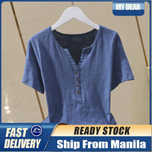 Cotton Tshirt for Women V-neck Short-sleeve T-shirt Casual Top