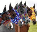 Frienda 4 Pieces Horse Fly Masks for Horses Horse Fly Mask with Ears Face Covering Elasticity Smooth and Comfortable Horse Mask with UV Protection(Large, Geometric). 