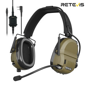 Retevis EH080K Electronic Hearing Protection and Noise-Canceling Headset Features 22 dB NRR Intelligent Noise Cancellation IP65 Protection Rating Compatibility with Walkie-Talkies and Smart DevicesSuitable for Coordinated Team Outdoor Operations