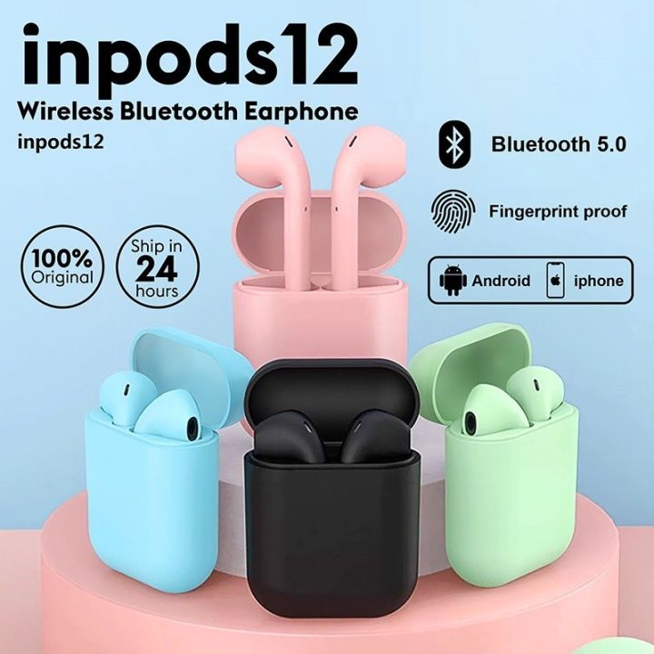 Headset bluetooth 2025 i12 macaron