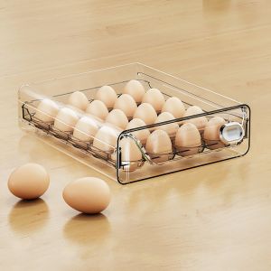 KAWAII BOX Double Layer Egg Storage Box Transparent Clear Plastic Egg Holder Fridge Storage Box Stackable Egg Container Refrigerator