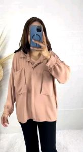 Atasan Kemeja Wanita Cloudy Oversize Bahan Crinkle Ukuran M sd XL