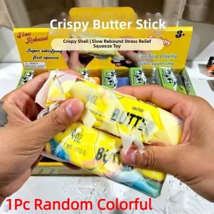 NHIH Wax Coating Butter Stick Squishy Toy Sound Crispy Anxiety Relief Sensory Stress Stick Kids Toy Funny Crunchy Butter Bar Hallowmas