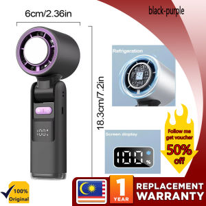 Portable Turbo Handheld Fan with LED Display | Rechargeable Mini Foldable USB Fan Strong Wind Adjustable Speed