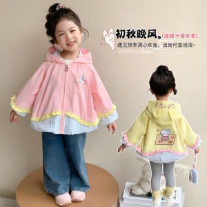 Christmas gifts Halloween Kawaii Animasanrio Girls Coat Hello Kitty Spring and Autumn New Cartoon Childrens Fashion Jacket Casual Sweet Hooded Tops