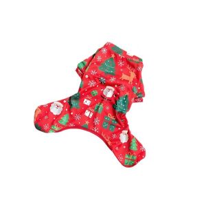 BAZAARS In hình ông già Noel Quần áo chó Giáng sinh Mềm mại Thoải mái Quần áo cho thú cưng bốn chân Dễ thương Mỏng Trang phục lễ hội cho thú cưng Dành cho chó mèo