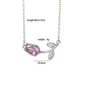 AE tulip flower necklace for women niche design ins  Versatile high-end titanium steel accessories