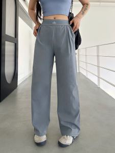 original ALO Summer embroidered casual pants loose and drapey suitable for sports and outdoor activities yoga slimming wide-leg pants breathable ribbed fabric pants in stock