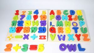 • READY STOCK • Wooden ABC Alphabet & Number Puzzle Toy for Kids – Educational Board for Learning Letters & Numbers – Colorful Early Learning Toy