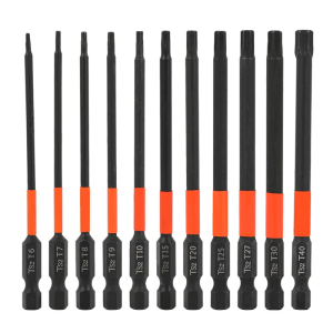 11Pcs 100mm Hex Bit Set with Magnetic Tip for Maintenance Projects T 10 to T40 6 Point Security Screwdriver Bit Set