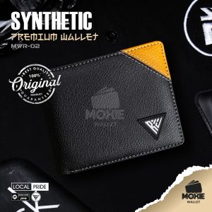 Dompet Lipat Pria Remaja Laki Laki Cowok Keren Simple Kekinian Synthetic Leather Wallet MWR02 Bahan Kulit Sintetis PU Premium