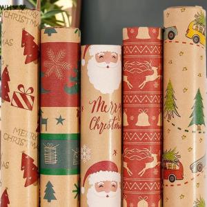 TX💓🧧🏮 กระดาษคราฟท์1ชิ้นพร้อมต้นไม้เกล็ดหิมะและลวดลายประดับเหมาะสำหรับเป็นของขวัญวันหยุดห่อคริสต์มาส