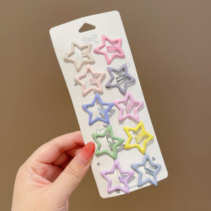 Hanni. Kids Cute 4/10PCS Colorful Star Side Clip Set Simple Retro Hairpin Hair Clip Set #CL027
