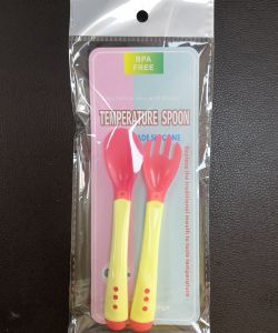 Baby Temperature Changing Color Silicone Spoon and Fork Feeding Safety Temperature Sensing Flatware Bayi Sudu & Garfu
