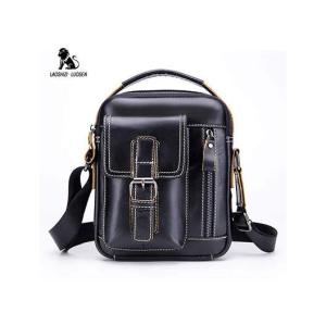 LAOSHIZI Genuine Leather Shoulder Bag Men Messenger Bags Small Casual Flap Zipper Design Male CrossBody Bag