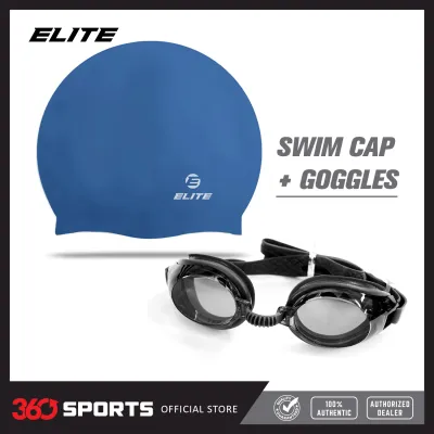 Elite Hypoallergenic Silicone Swimming Cap and Swimming Goggles with FREE Nose clip and Ear Plugs