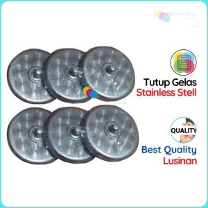 Tutup Gelas Stainless Melamin Murah 1/2 Lusin Isi 6pcs Size 8 9 dan 10cm