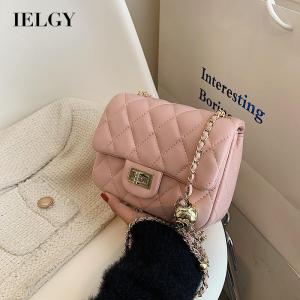 IELGY womens small golden ball fashion rhombus chain messenger bag