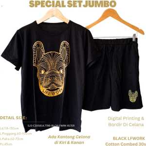 Setelan Wanita Jumbo Kekinian Celana Pendek Cotton Combed 30S