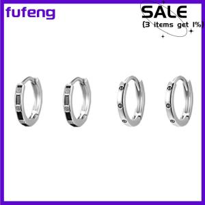 fufeng 4PCS Stainless Steel Hoop Earrings Cool Daily Wear Jewelry Accessories