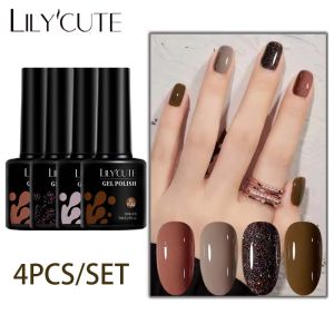 Ur Đường 4 cái/bộ móng tay thời trang Sơn móng dạng gel 7ml ngâm tắt UV/LED sơn móng tay nghệ thuật bền lâu