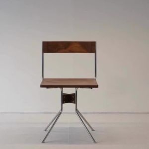 FFBH Stainless Steel Dining Chair Modern Minimalist Luxury Solid Wood Chairs Mid-century Comfortable Elegant Back Chair Home Decor R6P8Q