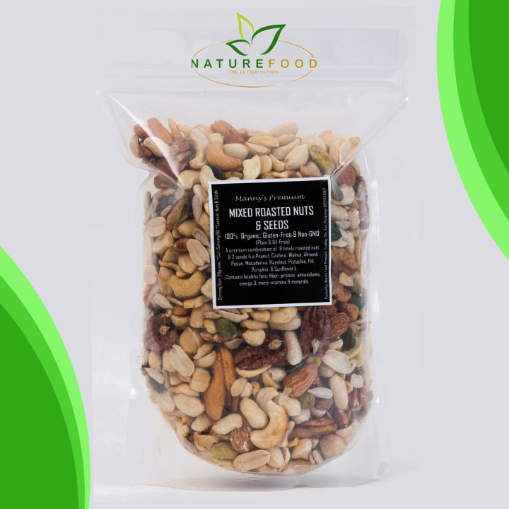 Mix of 8 Roasted Premium Nuts 2 Seeds (Organic, Oil-free, Unsalted ...