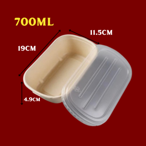 Disposable Food Container Lunch Box With Clear Lid Oval Salad Bowl Sugarcane Bagasse Container