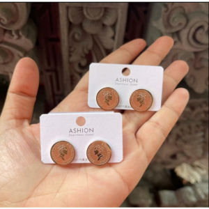 Anting Tusuk Koin Titanium Rose Gold Diameter 12m Anti Karat Aksesoris
