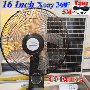 quạt năng lượng mặ trời động cơ không chổi than treo tường solar fan 16 inch 25000mAh 25w có điều khiển xoay 360 độ có đèn led sạc điện và năng lượng mặt trời