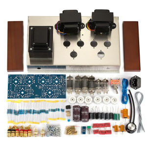 【Free shipping】HiFi 6F2+6P1 Vacuum Tube Amplifier Stereo Class AB Push-pull Power Amp Germany WIMA 12W+12W Brushed stainless steel Type A Audio accessories