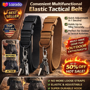 Lazy Belt Adjustable Elastic Waist Belt Multifunctional Strap With Tactical Hook For Men Women Outdoor Tactical Gear Accessories Quick Release Heavy Duty Belt Buckle