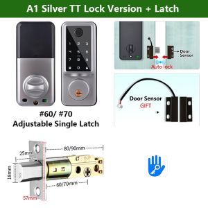 RAYKUBE A1 TT Lock/ Tuya WiFi Auto Fingerprint Deadbolt Smart Door Lock Digital Lock With Door Sensor Password/IC Card/APP/Key
