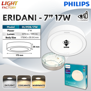 PHILIPS MESON Surface Downlight 7" 17W | 9" 24W LED Surface Mounted Panel Light 59472 59474 Lampu Siling