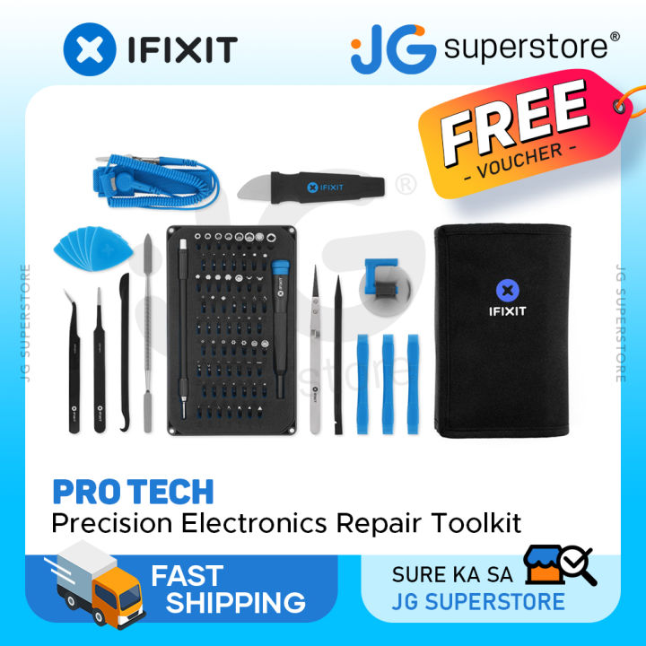 iFixit PRO Tech Precision Toolkit Set with Opening, Gripping, Prying, Poking and 64 Magnetic Bit Drivers for Professional Electronics Repair for Smartphones Tablets Laptop PC Computer | JG Superstore