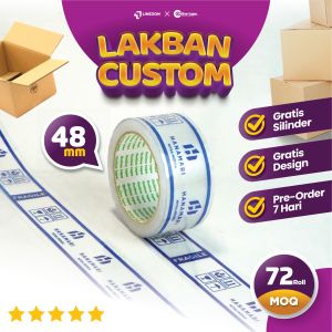 Cetak Lakban Custom Printing 48 mm 90 YARD 1 Warna / Custom lakban isolasi brand logo / online tape