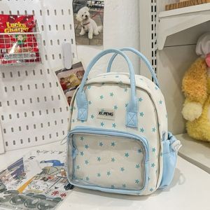 COSE Nylon Transparent Itabag Dual Purpose Star Print Transparent Pocket Backpacks Creative Japanese Y2k Backpacks Women