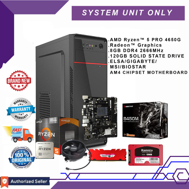 AMD Ryzen PRO 4650G System Unit Only|8GB DDR4 2666MHz|120GB SSD|500W PSU  w/ Standard Case|BRAND NEW Lazada PH