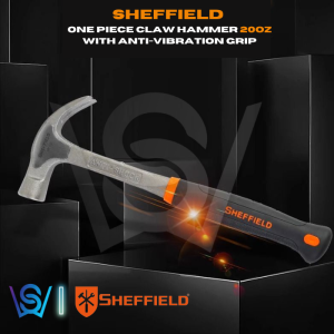 SHEFFIELD One Piece Claw Hammer with Anti-Vibration Grip (20 OZ 388mm) Heavy Duty DIY Professional High Carbon Steel Drop forged Heat Treated