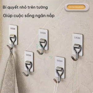 Móc Dán Tường Chịu Lực Inox Móc Treo Tường Siêu Dính Treo Đồ Đa Năng Không Cần Khoan