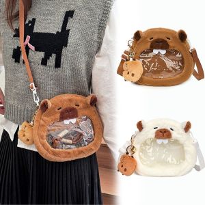 JIYAN2866 See-through Capybara Plush Backpack Cartoon Capybara Pain Bag Childrens Backpack Gift Crossbody Bags