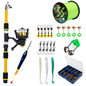 Malaysia Cheap Full Fishing Set 1.8m Fishing Rod and 5.2:1 Gear Ratio Fishing Reel with Fishing Tackles for Novice Beginners Children＇s Gift